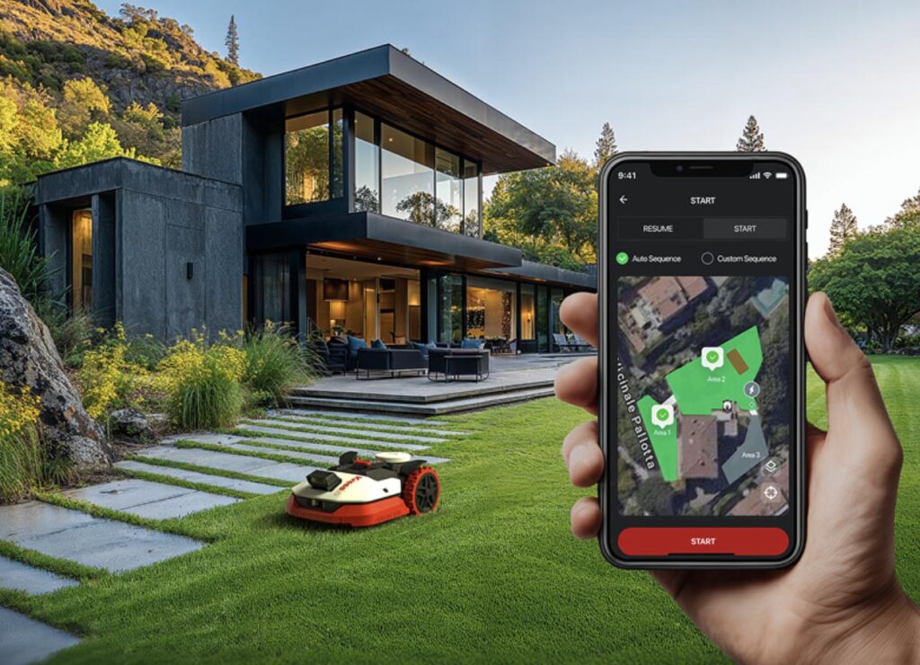 Kress EyePilot robotgräsklippare med appstyrning och smart navigation i mobil
